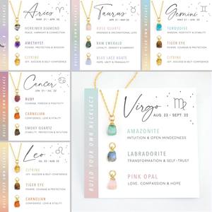 Personalizado doce collar del zodiaco perla tarjeta moda piedra Natural cristal Acero inoxidable piedra colgante aniversario - Product Image 1