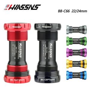 Alta calidad HASSNS BSA soporte inferior <span class=keywords><strong>68mm</strong></span> 73 Bloqueo de rosca rodamiento de cerámica MTB Marco de bicicleta de carretera 24mm <span class=keywords><strong>eje</strong></span> DUB manivela - Product Image 2