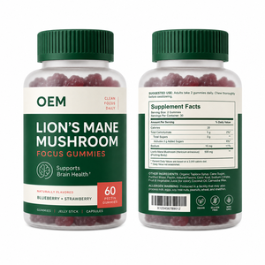 Biohacking <span class=keywords><strong>Lion</strong></span>'s Mane Focus Gummies : Soutien Cérébral, Neuroprotection, Supplément de Champignons – Marque Blanche, Étiquette Privée, Personnalisé - Product Image 1