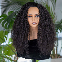 ISEE Alibaba Wholesale Wear Go Demi-perruque sans colle en cheveux naturels, 3 en 1, avec cordon de serrage, sans couture, style afro bouclé kinky à porter en tête de tête