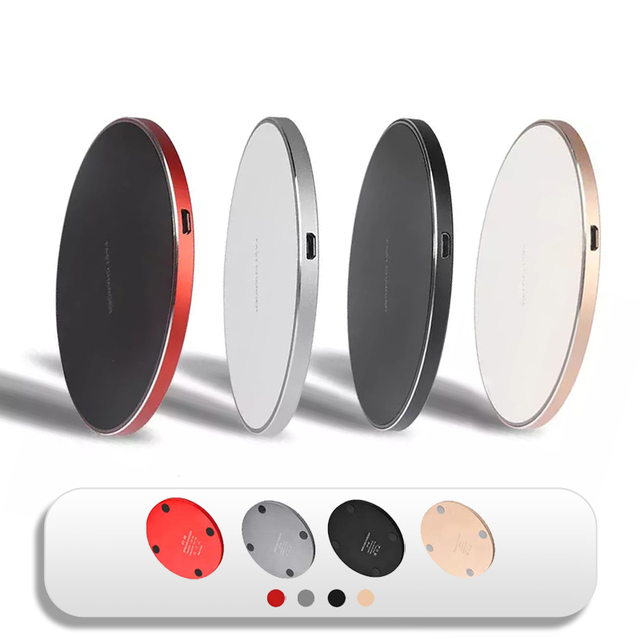 Aluminium+PC 15W Portable Wireless Charger LED Light Fast Charging Type-C Input Wireless Phone Chargers
