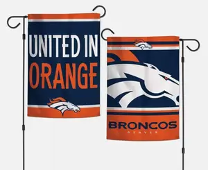 Denver Broncos "United in Orange" Garden Flag 2 Sided Outdoor Yard Banner