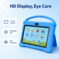 Tablette éducative pour enfants avec protection oculaire, 3000 mAh, processeur quadricœur, tablette d'apprentissage pour tout-petits, 7 pouces, Android 12, tablette pour enfants