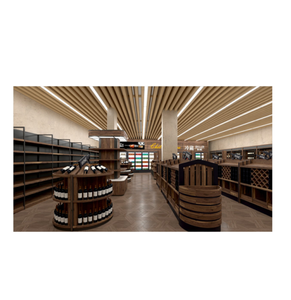 Elegant Solid Wood Wine Shop Display Racks with Glass Panels - Product Image 3