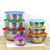 Vente en gros Bol à mélanger en acier inoxydable à base antidérapante de 14 à 30cm Bol gigogne Bols à salade à polir avec miroir avec couvercle