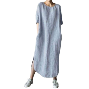 Vestido Casual Elegante de Otoño para Mujer, Manga Media, Holgado, Poliéster/Algodón, Largo hasta la Rodilla, Cintura Natural, Servicio OEM, Venta al Por Mayor - Product Image 1