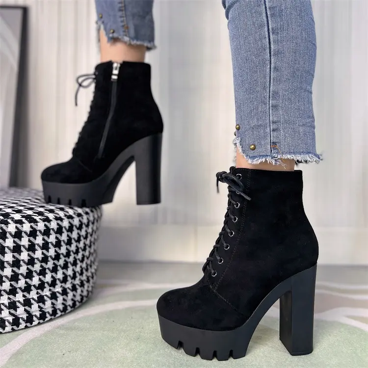 Autumn 2022 sewing sexy straps High boots Ankle boots Ladies shoes PU custom logo solid ladies boots