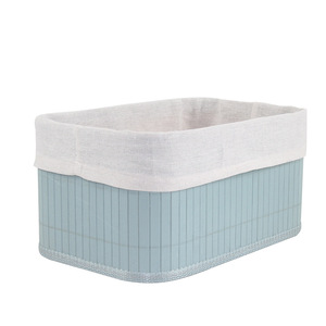 Precio barato hecho a mano grande rectangular de bambú natural almacenamiento tejido de cesta con forro de algodón conjunto de 3 - Product Image 2