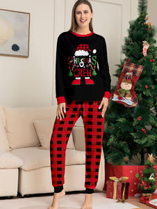 New Unique Parent-child Lounge Wear Couple Kid Bady <strong>Pet</strong> Sleepwear Santa Hat Monogrammed Plaid Family Christmas Pajamas Outfit - Product Image 2