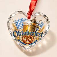 Colgante de cristal con forma de corazón de jarra de cerveza Oktoberfest, llavero de cristal con estampado bávaro, adorno personalizado