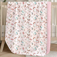 Manta de Bebé de Doble Capa de Felpa Personalizada al por Mayor, Manta de Unicornio con Puntos de Minky para Niños, Manta de Bebé con Puntos en Relieve
