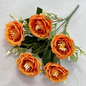<span class=keywords><strong>Flores</strong></span> Artificiales de Peonía al por Mayor, 5 Cabezas, Ramos Pequeños, <span class=keywords><strong>Flores</strong></span> de Seda, Hojas de Plástico, Decoración del Hogar - Product Image 4
