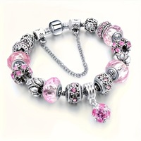 Bracelet de mode pour femmes de haute qualité, multicolores, à gros trous, avec cristaux, bracelets à breloques en cristal