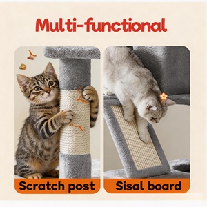 Eco-vriendelijke multifunctionele kattenboom met hangmat, krabpalen en zitstokken voor katten om te klimmen, rusten en te spelen - Product Image 5