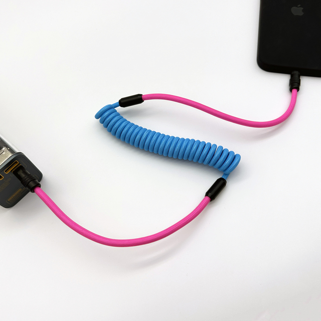 2025 Newest Customized DIY Mix Color Usb Cable Spring Braided 100w Type C to Type C iphone Charger Cable for Iphones 15 Pro Max