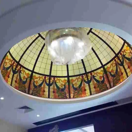 ティファニー教会ステンドグラス用の天井大聖堂ロンドハング完璧なアートの装飾円形半円形カラーのパネル