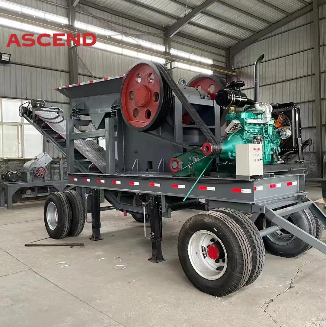 High performance ascend Mobile station trailer jaw crusher with diesel engine used for crushing marble rock limestone