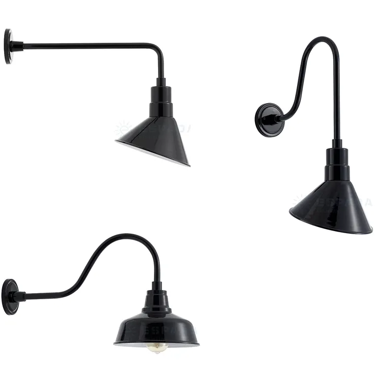 Outdoor Wall Sconce Lighting Fixture 2-Pack Gooseneck Barn Light Industrial Vintage Farmhouse Wall Lamp Set of Two