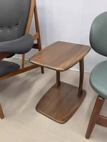 Table basse multifonctionnelle moderne en noyer noir massif, mobile, avec structure en bois stable pour salon