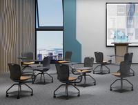 Table d'écriture moderne et chaise de salle de formation scolaire pour étudiant avec tablette, cadre en plastique pliable, pieds en fer, mouvement coulissant