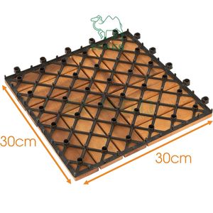 Carreaux à clic multi-usages Carreaux en bois modernes 11x Panneaux Carreaux de balcon Jardin 30X30 cm Bois Acacia Mosaïque - Product Image 3