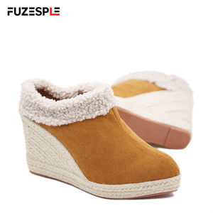 Nouvelles sandales <span class=keywords><strong>compensées</strong></span> à bout pointu pour femme, en daim, semelle en caoutchouc, talon haut 9 cm, style espadrille, collection été-automne - Product Image 3
