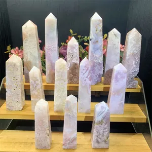 Kindfull Wholesale Natural High Quality Crystal Crafts Pink Amethyst Tower Points For Gift