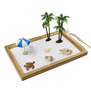 Kit Giardino <span class=keywords><strong>Zen</strong></span> in Miniatura con Sabbia Bianca, Palme e Conchiglie Naturali, Strumento per Meditazione, Decorazione da Scrivania per Terapia e Relax in Ufficio - Product Image 1