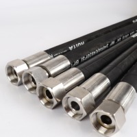 Manguera Hidráulica de Caucho Sintético con Trenzado de Acero Inoxidable EN853 2SN, Conexión Hexagonal, 340 Bar DN19 4930 PSI para Maquinaria Pesada