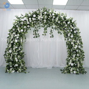 LFB1832 Luckygoods U Shape Green Leave White Rose Flower Artificial Flower Arch <span class=keywords><strong>pour</strong></span> la décoration de <span class=keywords><strong>mariage</strong></span> - Product Image 1