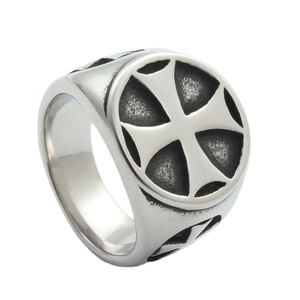 Men's Titanium Steel <b>Cross</b> <b>Ring</b> Retro <b>Silver</b> Fashion Punk Style Jewelry Gift - Product Image 1