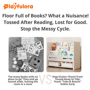 Étagère de rangement pour jouets de chambre d'enfant Playful Era en HDPE gris et blanc, style simple/ins, pour ranger jouets et décorations - Modulaire - Product Image 4