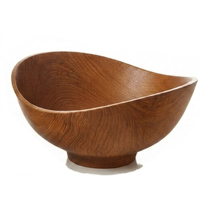 Tazón de Madera Hecho a Mano para Servir, Tazón Redondo Irregular para Frutas, Ensaladas y Sopas, Decoración de Mesa para Fiestas en Casa, Acabado de Alta Calidad - Product Image 1