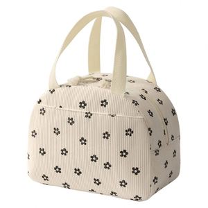 Large Capacity Corduroy Tote Bag Reusable <b>Insulated</b> Thermal School Work Picnic Travel Cooler <b>Lunch</b> <b>Box</b> Bag Food Drink Packing - Product Image 1