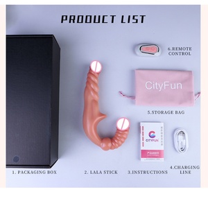 CF-S9135 G-Spot Double-Ended Adult Sex Toys with 10 Modes Strap-on Dildo <b>Vibrator</b> with <b>Remote</b> Control for Women Lesbian Couples - Product Image 5