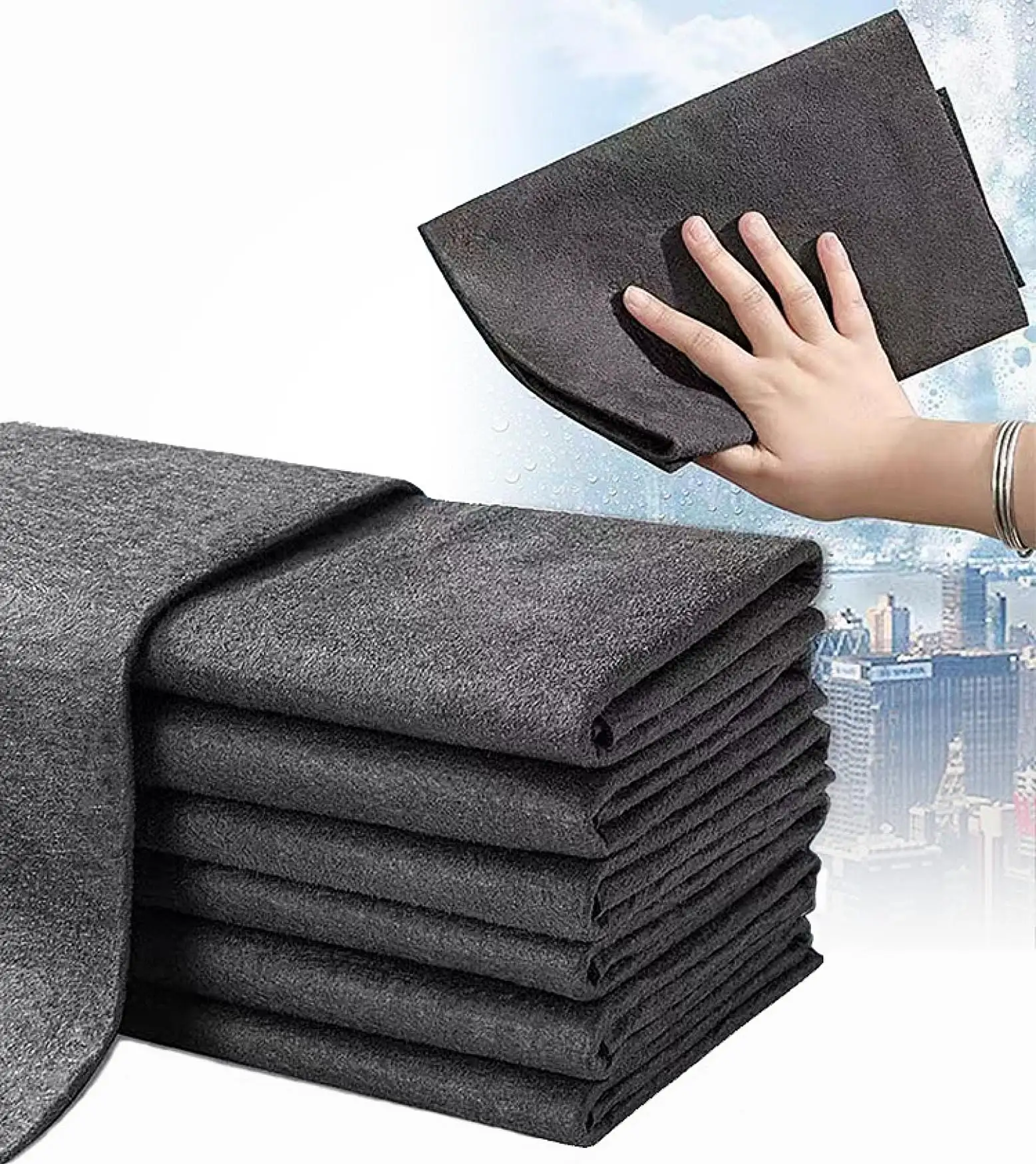 माइक्रोफाइबर जादू सफाई कपड़े बिना ट्रेस और खिड़कियों, दर्पण, कांच के लिए वॉटरमार्क जादू सफाई तौलिया