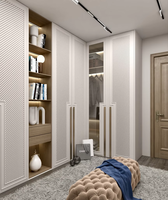 Dressing de luxe haut de gamme avec porte en PET en panneaux de paille écologiques et coiffeuse intégrée pour villas, hôtels et chambres à coucher