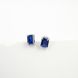 925 Silver Cultured Blue Sapphire <b>Earrings</b> 925 Silver <b>Earrings</b> Women's silver <b>earrings</b> Blue Sapphire <b>Stud</b> <b>Earrings</b> - Product Image 2