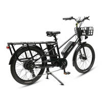 Bicicleta Eléctrica de Carga TXED Multifuncional con Doble Batería, Motor de 500W, Freno de Disco Mecánico, para Negocios, Entregas y Uso Familiar