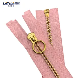 Professional Supplier Custom Colorful Zips #5 Shinny Light Gold Brass Metal Circle Zipper