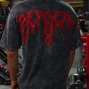 เสื้อยืดโอเวอร์ไซส์ของผู้ชายผ้าฝ้าย100% โอเวอร์ไซส์ซักกรดแบบวินเทจผ้าคอตตอนลดไหล่พิมพ์ลายถนน - Product Image 3