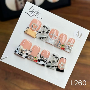 Faux ongles de luxe faits main, en plastique, forme bec de canard, courts, sculptés, style amande française, couvrance totale, longue durée, amovibles, pour nail art - Product Image 3