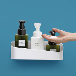 Étagère de rangement murale multifonctionnelle en plastique à un seul niveau, conception géométrique, fixation forte sans perforation, vente en gros - Product Image 5