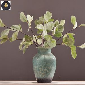 R193 Venta caliente hogar decorativo verde flocado hojas de eucalipto artificiales plantas - Product Image 3