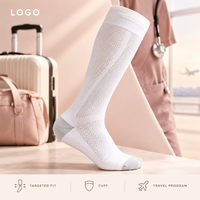 Chaussettes de compression sportives à compression graduée, avec manchette large, bout plat, en maille respirante blanche, certifiées, avec support et ajustement parfait