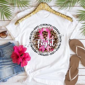 Grosir desain kaus kesadaran kanker payudara dengan Transfer panas macan tutul untuk cetak vinil DTF grafis pertarungan kanker - Product Image 5