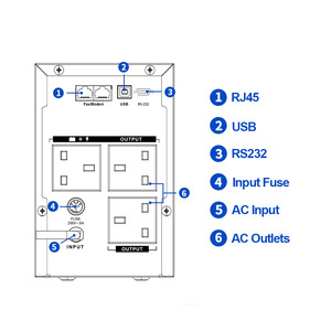 650va Offline Ups-6-uitlaatoverspanningsbeveiliging | 10 Min Pc Back-Up | Back-Up Van De Batterij Thuis/Op Kantoor - Product Image 4