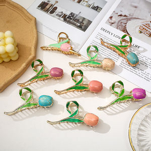 جديد تصميم زهرة شكل الشعر الديكور القرش الخلفي رئيس شعر مستعار لعمل تسريحة ذيل الحصان كليب المعادن الغردينيا أنيقة روز الزنبق النساء مشبك شعر - Product Image 6