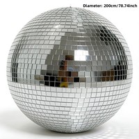 Boule disco miroir surdimensionnée, décoration de scène pour festival et fête d'anniversaire, orbe en verre, éclairage disco rétro, 200 cm, style naturel