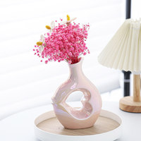 Vase en céramique blanche irisée de forme unique minimaliste ARM LVG, vase floral décoratif pour la maison, ensemble de vases à fleurs en porcelaine rose brillant